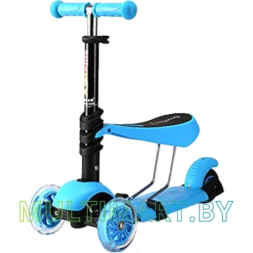 Самокат 21st Scooter Micro BL 0332 голубой, прозрачные колёса